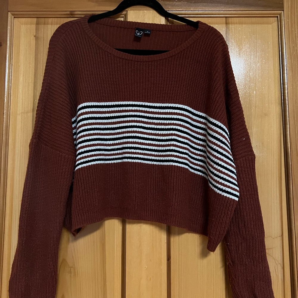 Windsor Maroon and White Striped Sweater